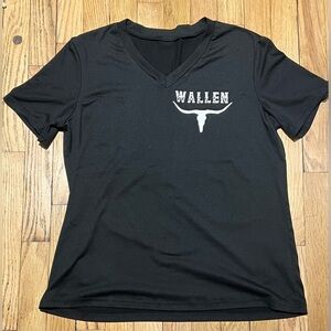 Women’s Black V-Neck Top with White ‘WALLEN’ Graphic
